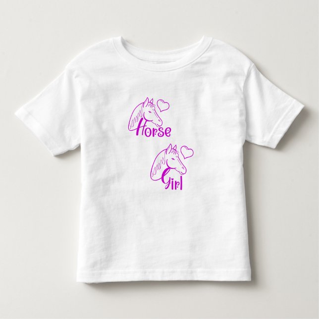 Camiseta Menina Cavalo em Roxo com Fonte de Cabeça de Caval (Frente)