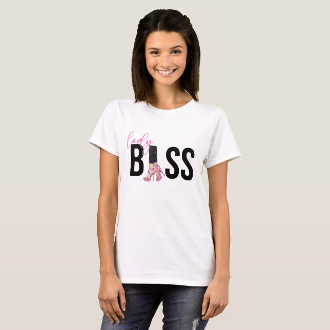 Camiseta Menina Chefe Rosa Preto (Frente Completa)