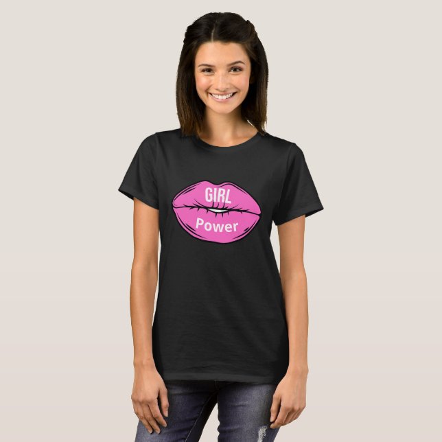 Camiseta Menina Chefe Rosa Preto (Frente Completa)