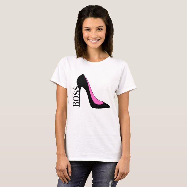 Camiseta Menina Chefe Rosa Preto (Frente Completa)