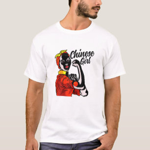 Camiseta Menina chinesa: Bandeira China Cultura Herança Paí