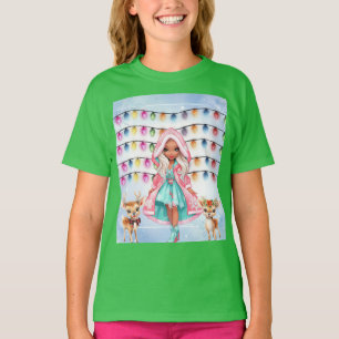 Camiseta menina com 2 cervejinhos e luzes de Natal
