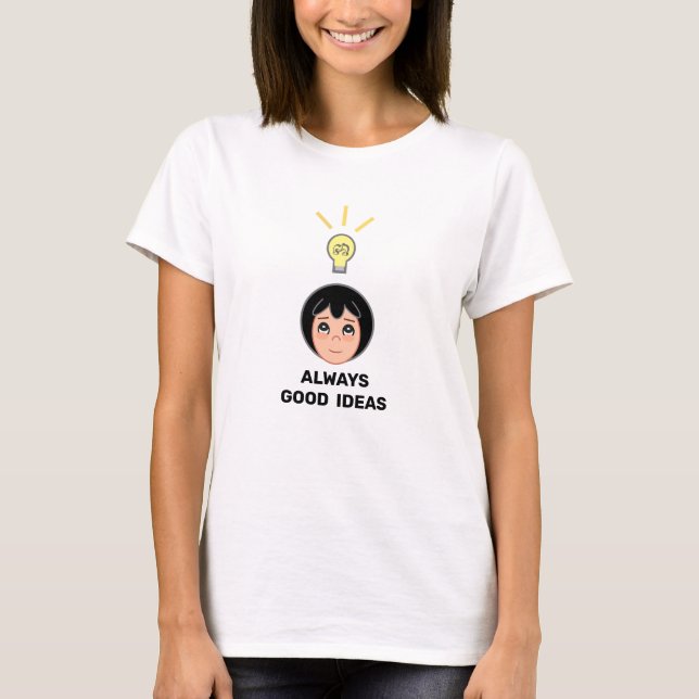 Camiseta Menina Com Boas Ideias & Lâmpada (Frente)