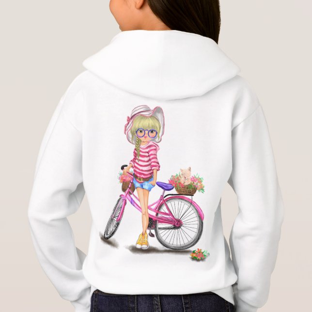 Camiseta Menina com Capuz de Bicicleta (Verso)