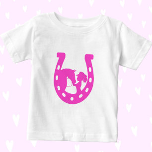 Camiseta Menina com Cavalo e Chapéu Western Rosa Vibrante F