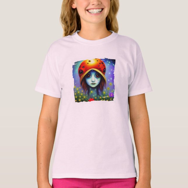 Camiseta Menina com chapéu de joaninha (Frente)