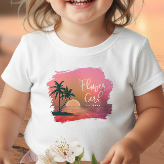 Camiseta Menina com Flores da Ilha Tropical Rosa ID581
