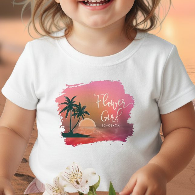Camiseta Menina com Flores da Ilha Tropical Rosa ID581 (Criador carregado)