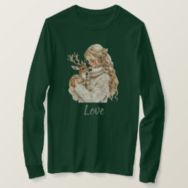 Camiseta Menina com Natal de Cervo