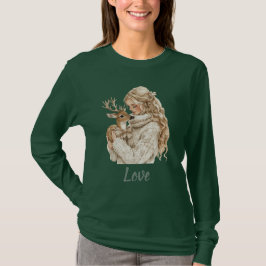 Camiseta Menina com Natal de Cervo
