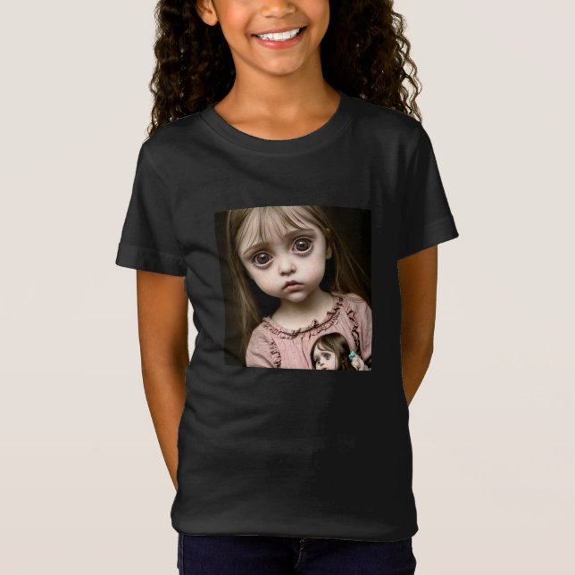Camiseta Menina com Olhos Assustadores Fantasia de Hallowee (Frente)
