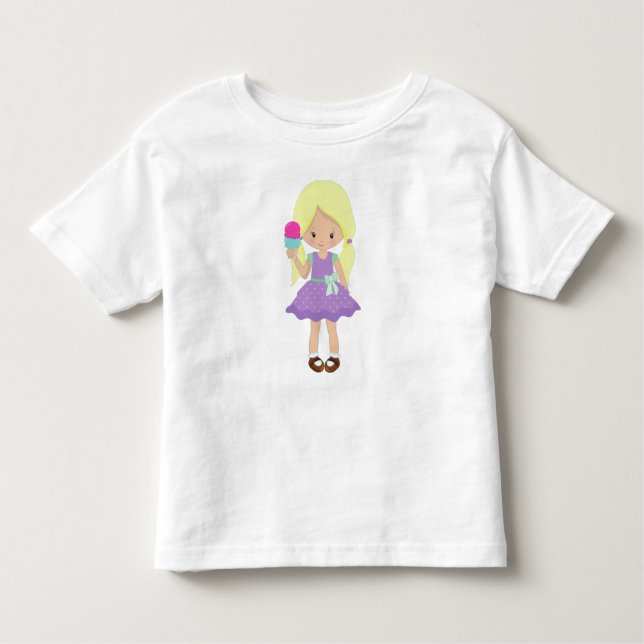 Camiseta Menina com Sorvete, Menina, Cabelo Loiro (Frente)