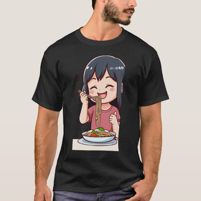 Camiseta Menina Comendo Espaguete - 3 (Frente)