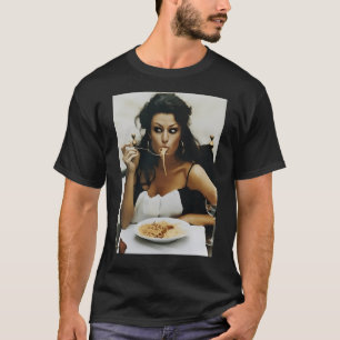Camiseta Menina comendo espaguete - Sophia Loren