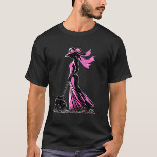 Camiseta Menina Coquete de Laço Cortando Grama Jardim