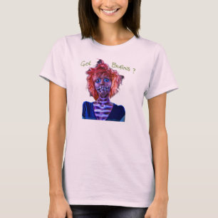 Camiseta menina cor-de-rosa do zombi