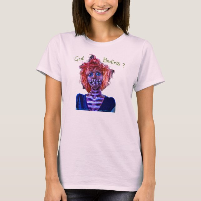 Camiseta menina cor-de-rosa do zombi (Frente)