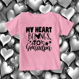 Camiseta menina coração Vovô palavra arte Baby