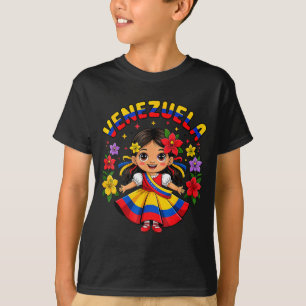 Camiseta Menina Cute Venezuela Crianças Vestido Tradicional