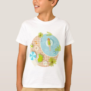 Camiseta Menina da festa de natação na praia de verão de bi