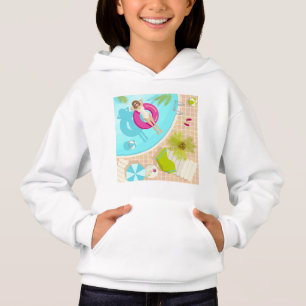Camiseta Menina da festa de natação na praia de verão de bi