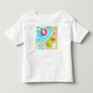Camiseta Menina da festa de natação na praia de verão de bi