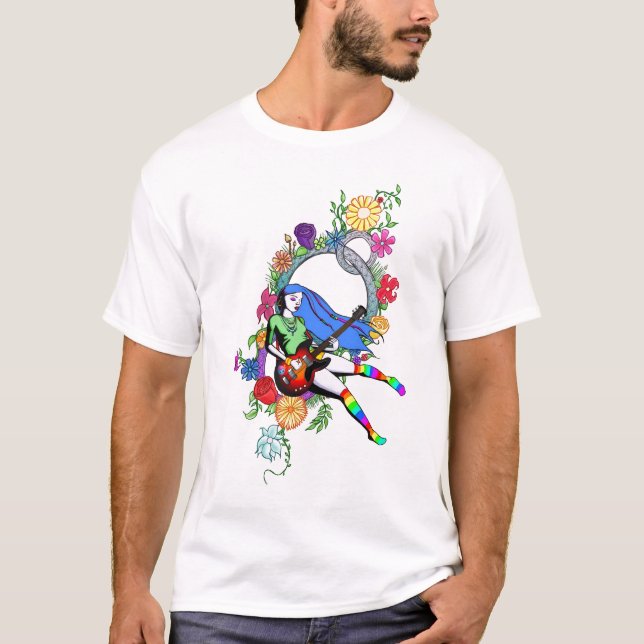Camiseta Menina da guitarra da anarquia da morango (Frente)