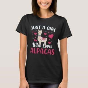 Camiseta Menina da Lhama Apenas uma Menina que Ama Alpaca