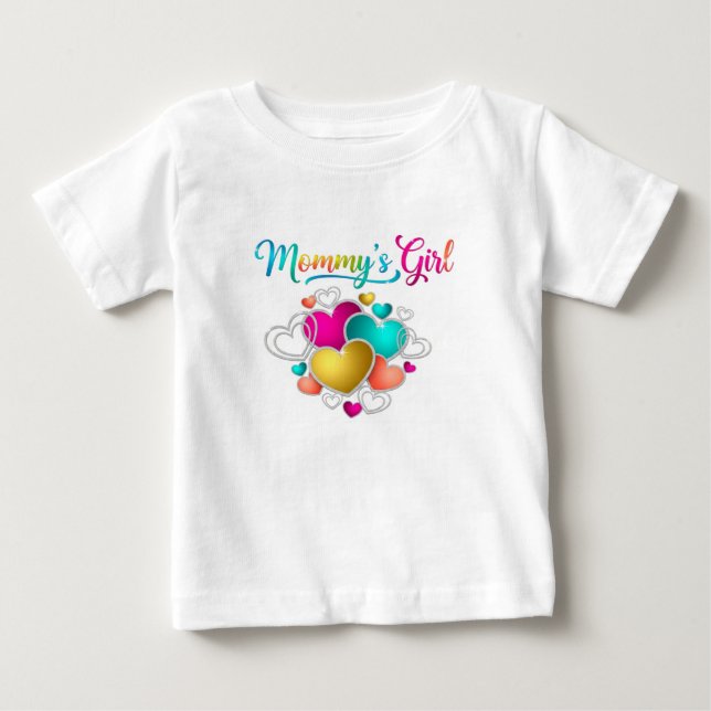 Camiseta Menina da Mamãe com Corações Vibrantes (Frente)