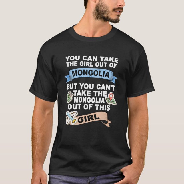 Camiseta Menina da Mongólia Relocalização da Mongólia (Frente)
