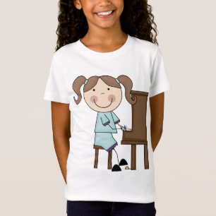 Camiseta Menina da vara que joga o piano