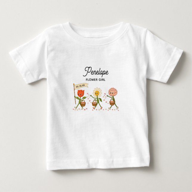 Camiseta Menina das Flores Moderna e Charmosa para Casament (Frente)