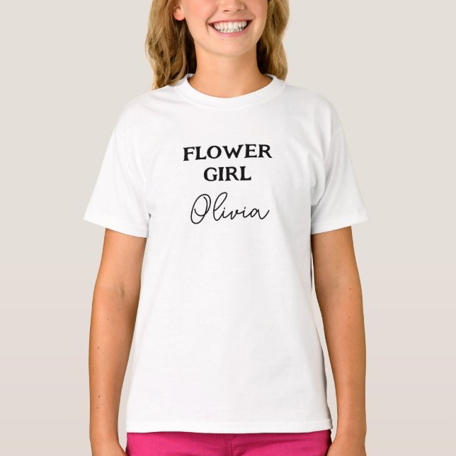 Camiseta Menina das Flores Personalizada Branca (Frente)
