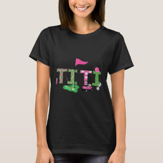 Camiseta Menina de 1º Aniversário de Golfe Titi Rosa Buraco