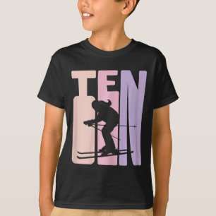 Camiseta Menina de 10 anos de idade Esquiadora retrô de ani