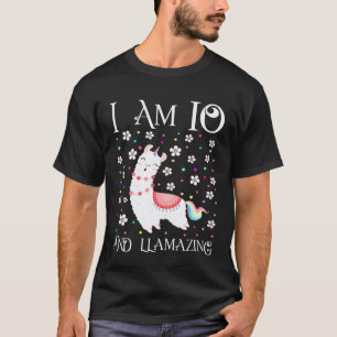 Camiseta Menina de 10 anos de idade Llama Aniversário de 1