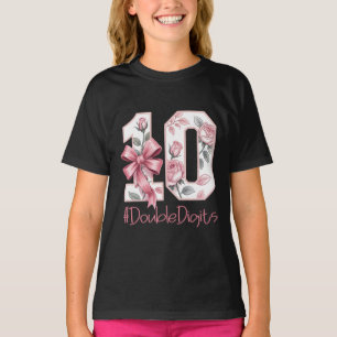 Camiseta Menina de 10 anos de idade Rosa Coquette Laço 10 A