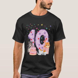 Camiseta Menina de 10 anos de idade roupa de Gato fofa Aniv
