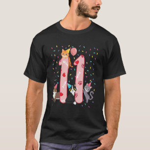 Camiseta Menina de 11 anos de idade roupa de Gato fofa Aniv
