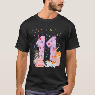 Camiseta Menina de 11 anos de idade roupa de Gato fofa Aniv