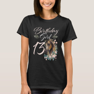 Camiseta Menina de 13 Anos de Idade Cavalo Aniversário de 1