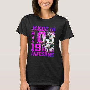 Camiseta Menina de 19 Anos Para Menina de Aniversário de 1