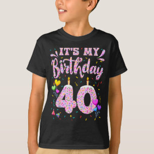Camiseta menina de 40 anos de idade donuts feliz 40 anos se