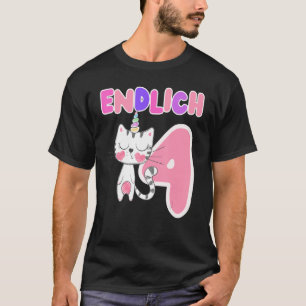 Camiseta Menina de 4 de aniversário das crianças Finalmente