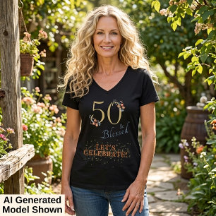 Camiseta Menina de 50 Anos de Idade Abençoada Boho Outono