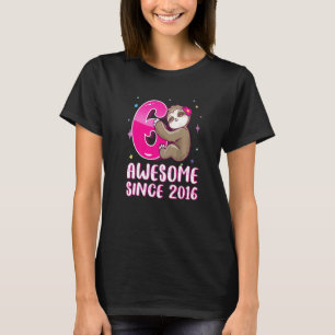 Camiseta Menina de 6 Anos Bicho-Preguiça Rosa Fofa Aniversá