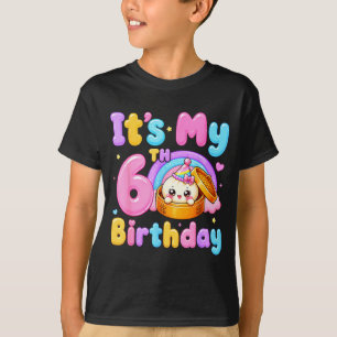 Camiseta menina de 6 anos de aniversário kawaii anime de bo