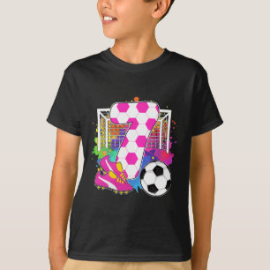 Camiseta Menina de 7 Anos de Idade Festa de Aniversário Fut