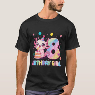 Camiseta Menina de 8 anos de idade Axolote Fofo Aniversário