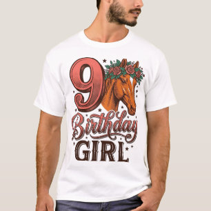 Camiseta Menina de 9 anos de idade Cavalo Floral Design Vin